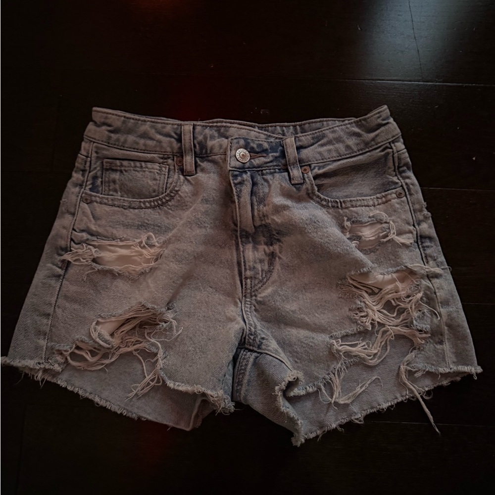 American Eagle Outfitters Light Gray Distressed Jean Shorts